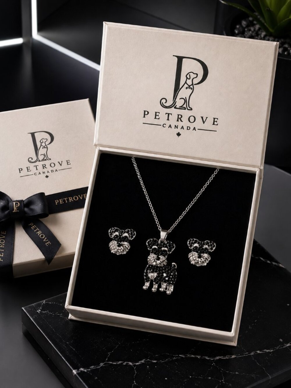 PETROVE Schnauzer Necklace & Earrings Set